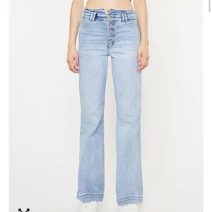 KanCan Women's Holly High Rise Slim Flare Jeans Denim Button Fly